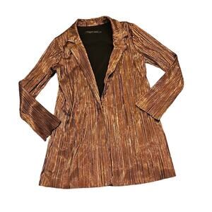 House of Harlow 1960 x Revolve Metallic Pleated Blazer Womens Medium Gold Duster